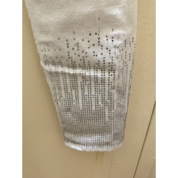 Simon Chang Denim Womens White Rhinestone Hem Ankle Jeans Size 12 Style 6654 - Picture 5 of 11